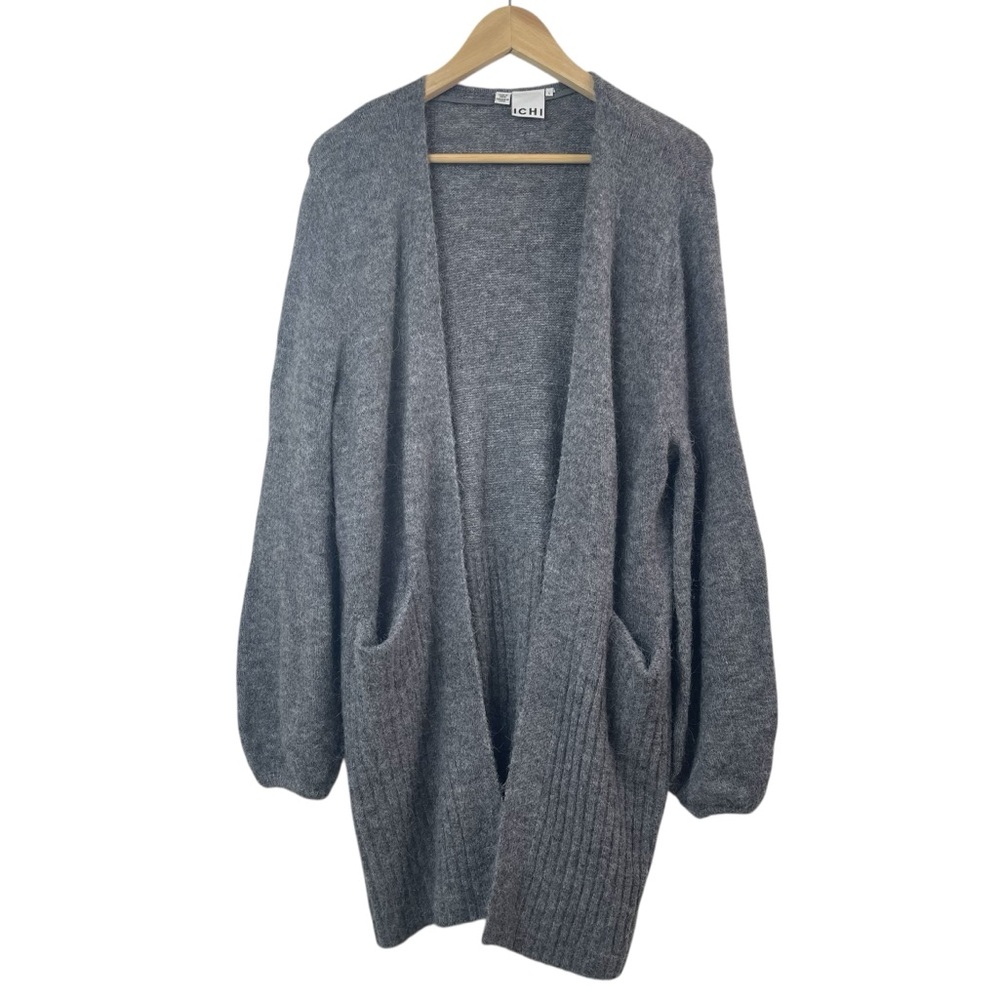 ICHI IHKAMARA Women’s Open Front Slouchy Longline Cardigan Sweater Size Large